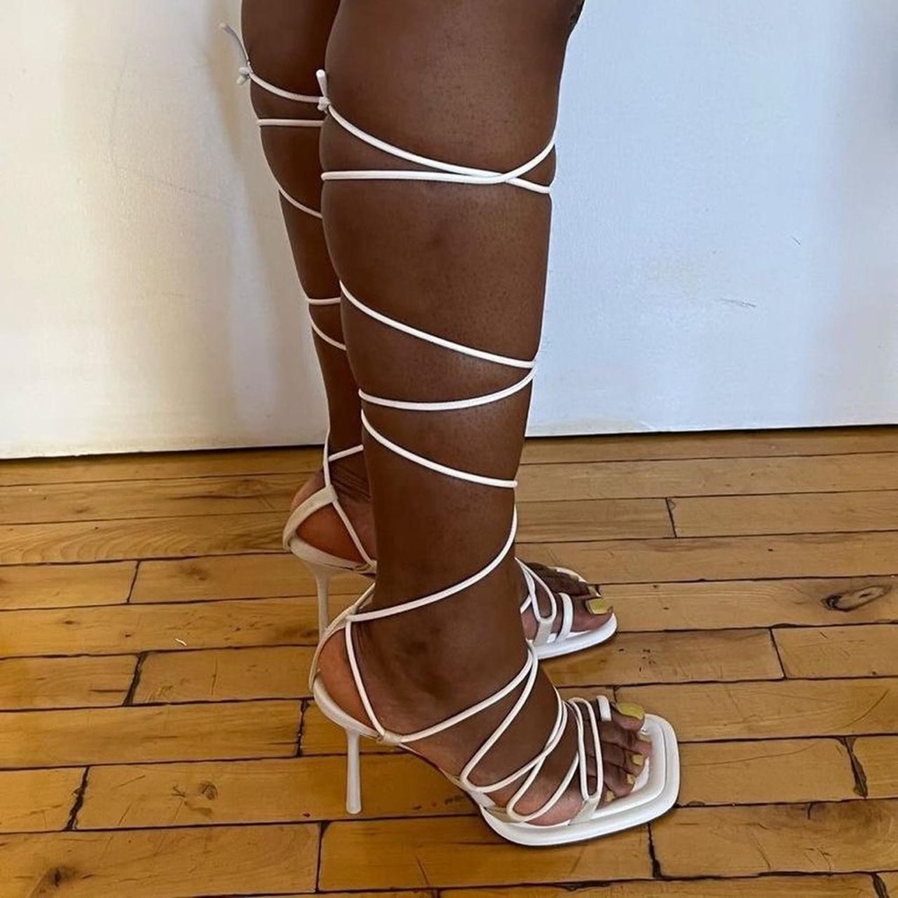 Sportxmax strappy lace up heels sandals